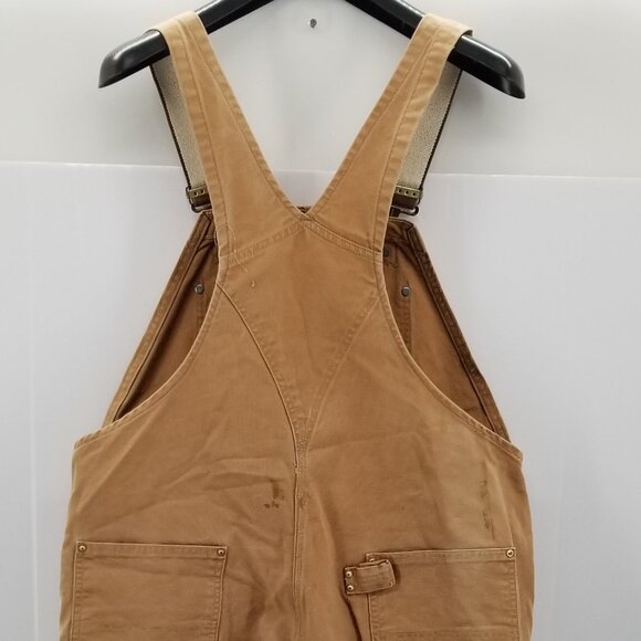 Vintage Carhartt Duck Canvas Overalls Distressed Double Knee Brown R01 42 x 30 - Picture 4 of 14